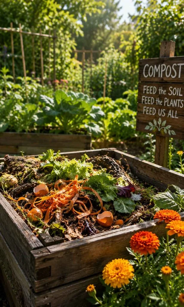 home compost system improving garden soil naturally