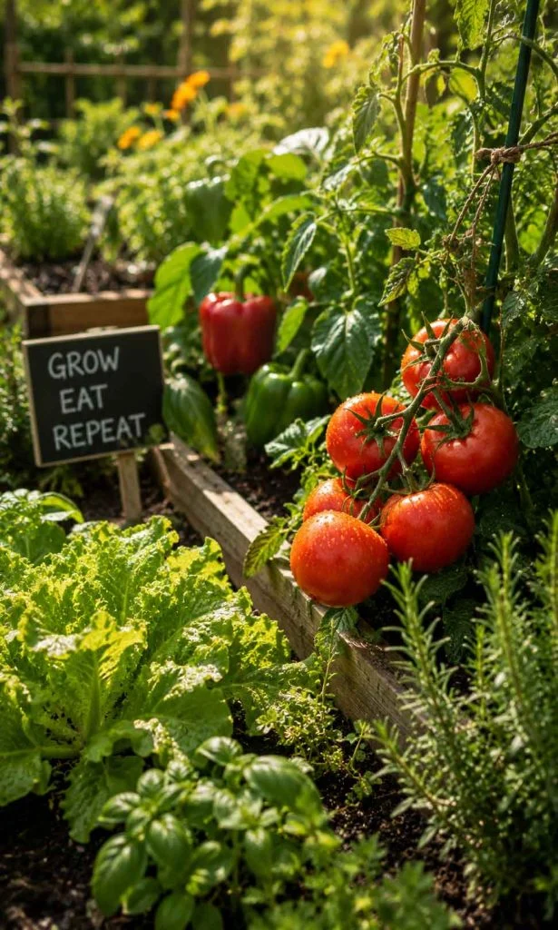 productive home vegetable garden reducing food transportation impact