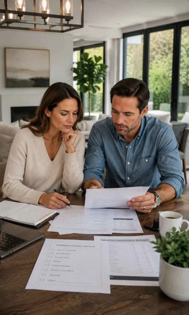 Family assessing household support needs before hiring domestic staff