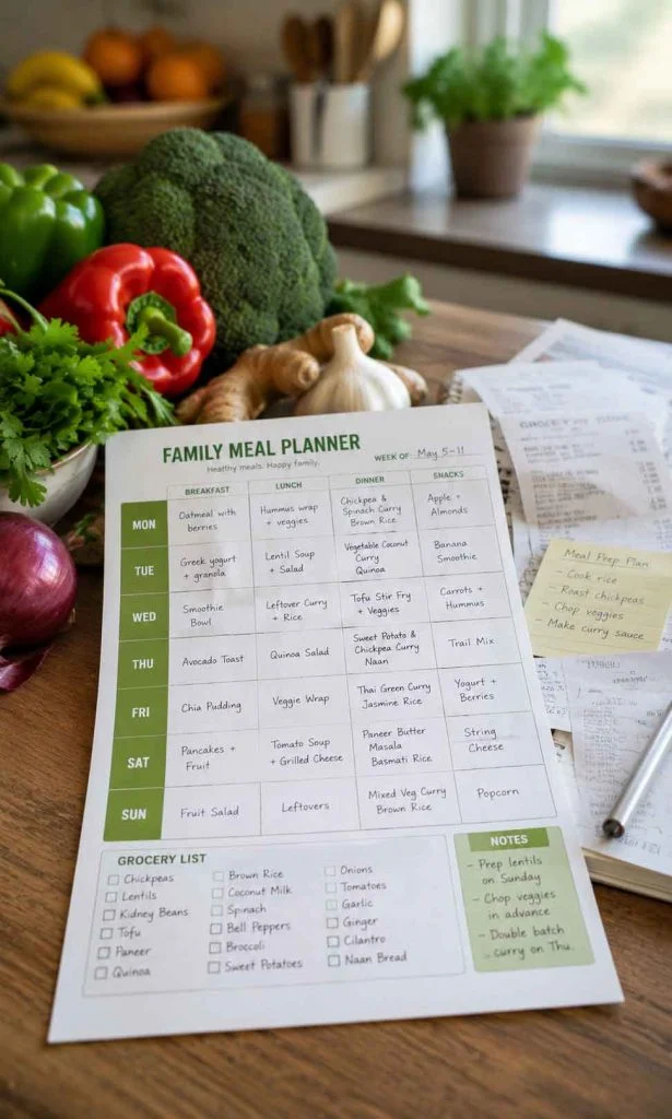 Printable weekly curry meal planning worksheet