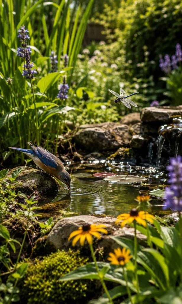 small wildlife pond supporting biodiversity in a residential garden
