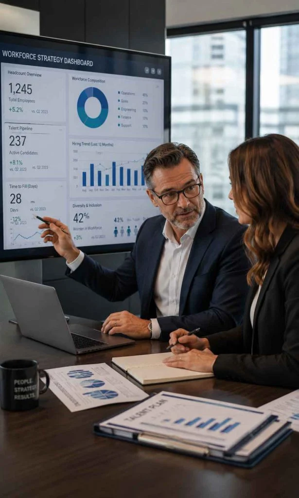 HR director building long-term relationship with staffing agency consultant.