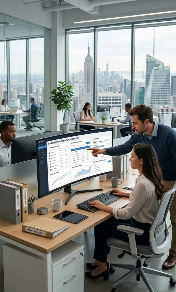 Workers retrieving workflow approvals, decisions, documents, and task history through an AI workflow automation system