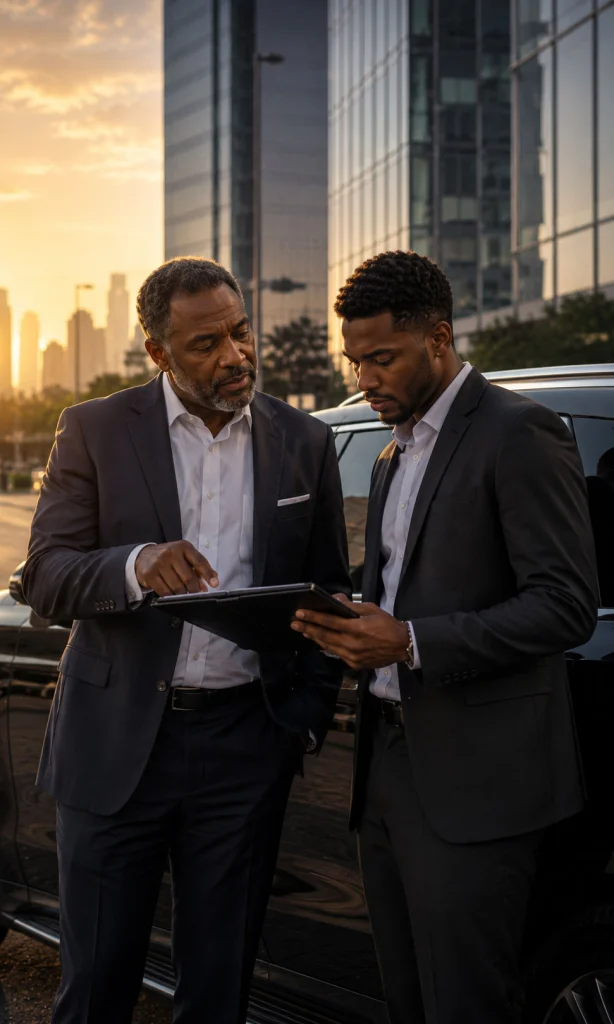 Experienced businessman mentoring a younger partner