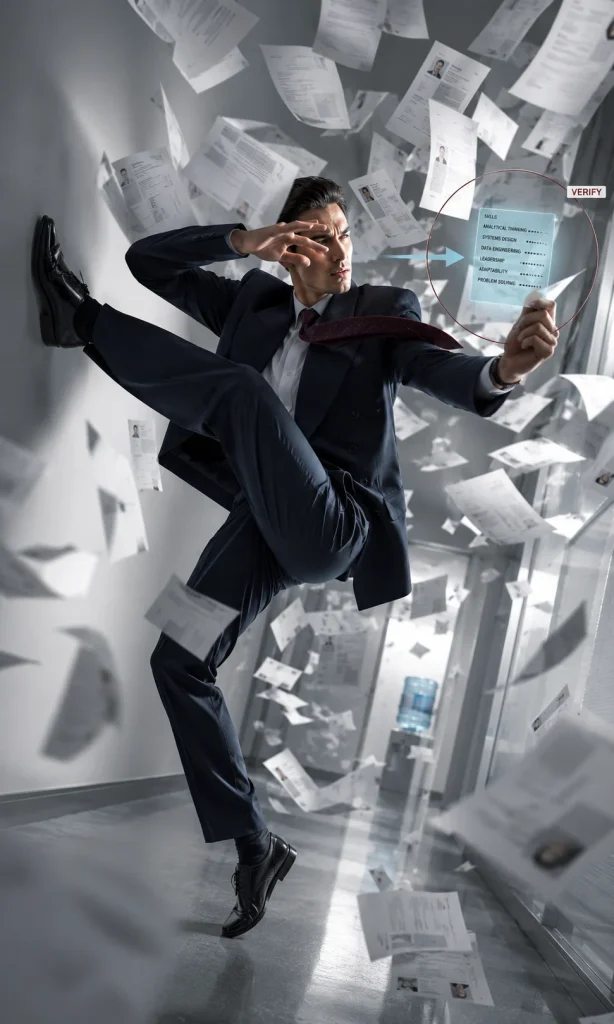 Recruiter isolating verified candidate skills from a large volume of resumes
