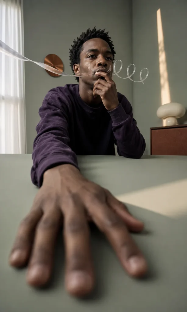 Close-up portrait illustrating the gap between forming a thought and expressing it during depression
