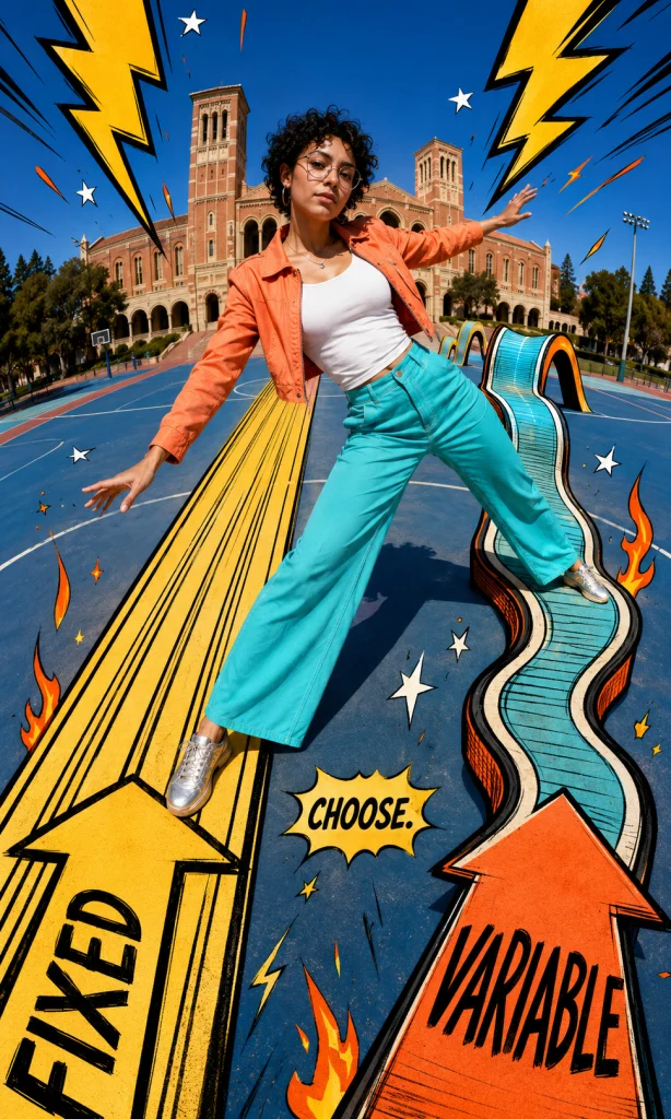 Graduate balancing between fixed and variable student loan refinance rates.