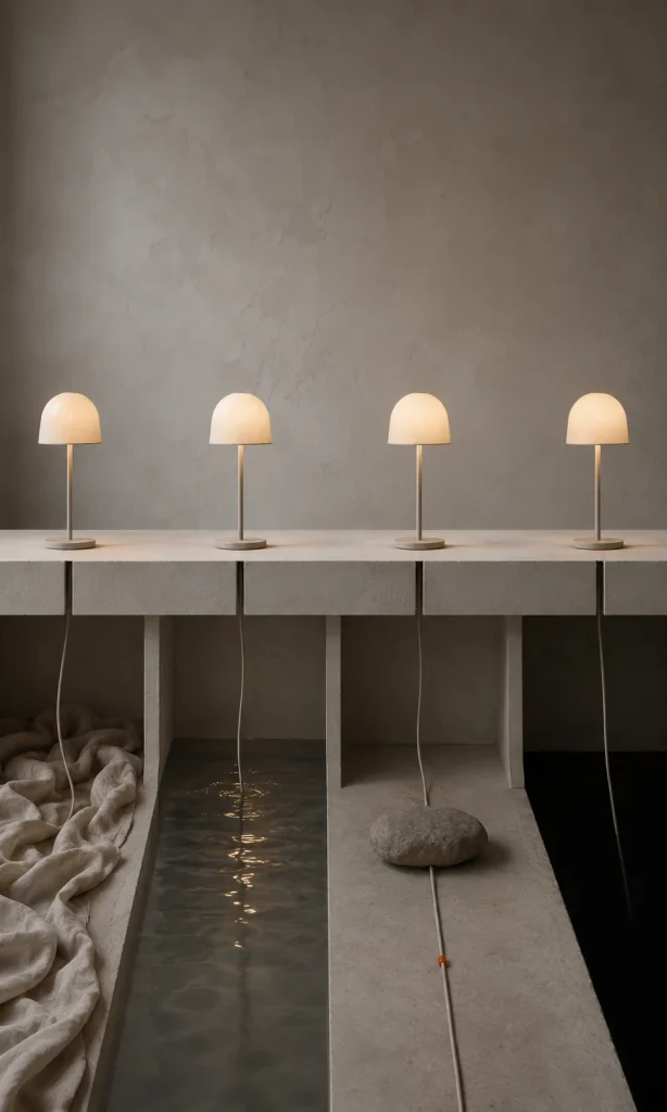 Conceptual photograph of identical dim lamps connected to different hidden sources