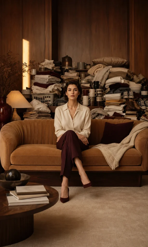Well-dressed adult in an immaculate room representing depression symptoms that may not be outwardly visible