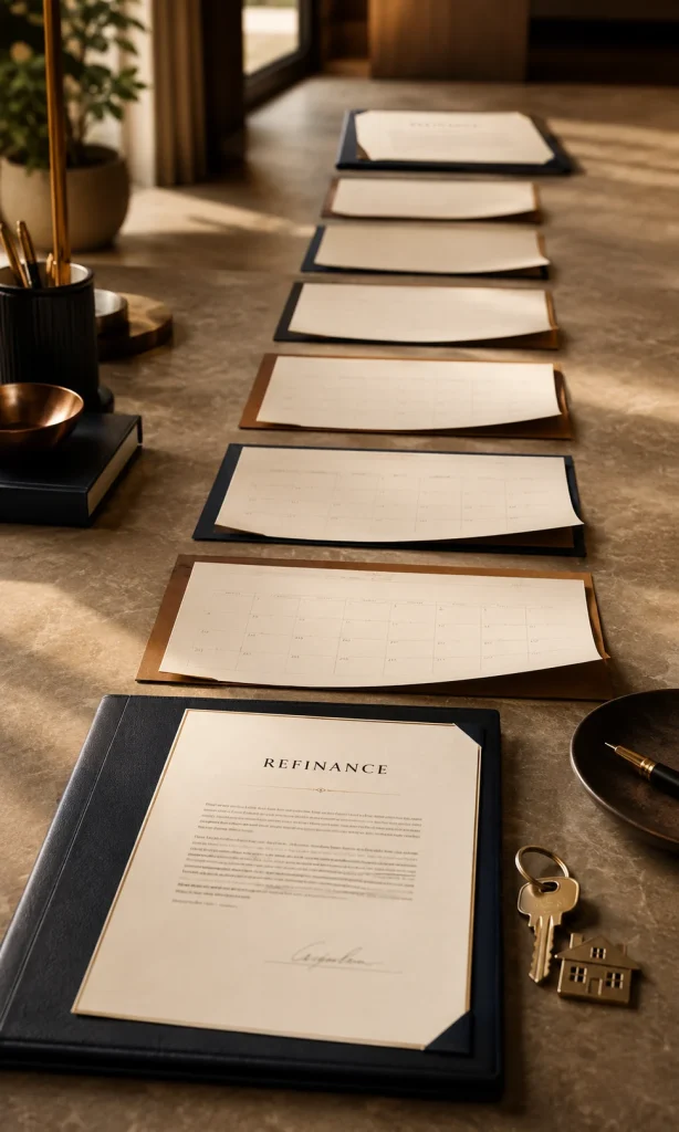 Two mortgage refinances separated by a calendar timeline