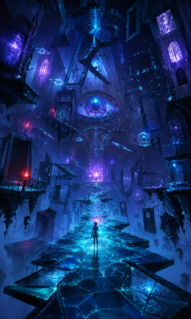 Surreal digital dream environment representing a Somnium investigation