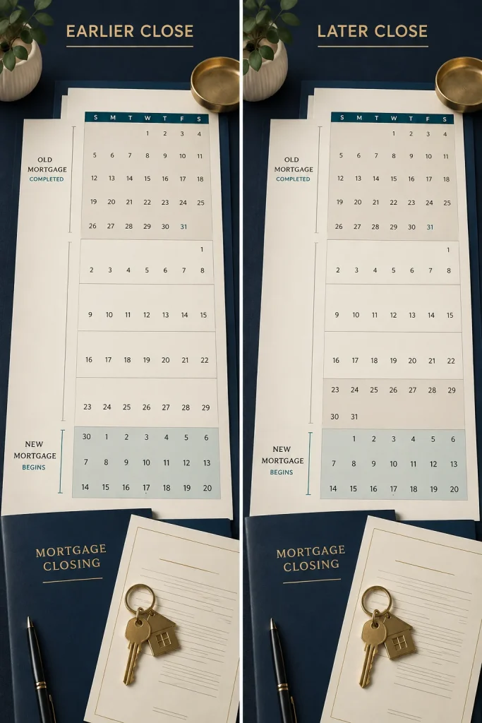 Mortgage closing date changing the timing of prepaid interest and first payment