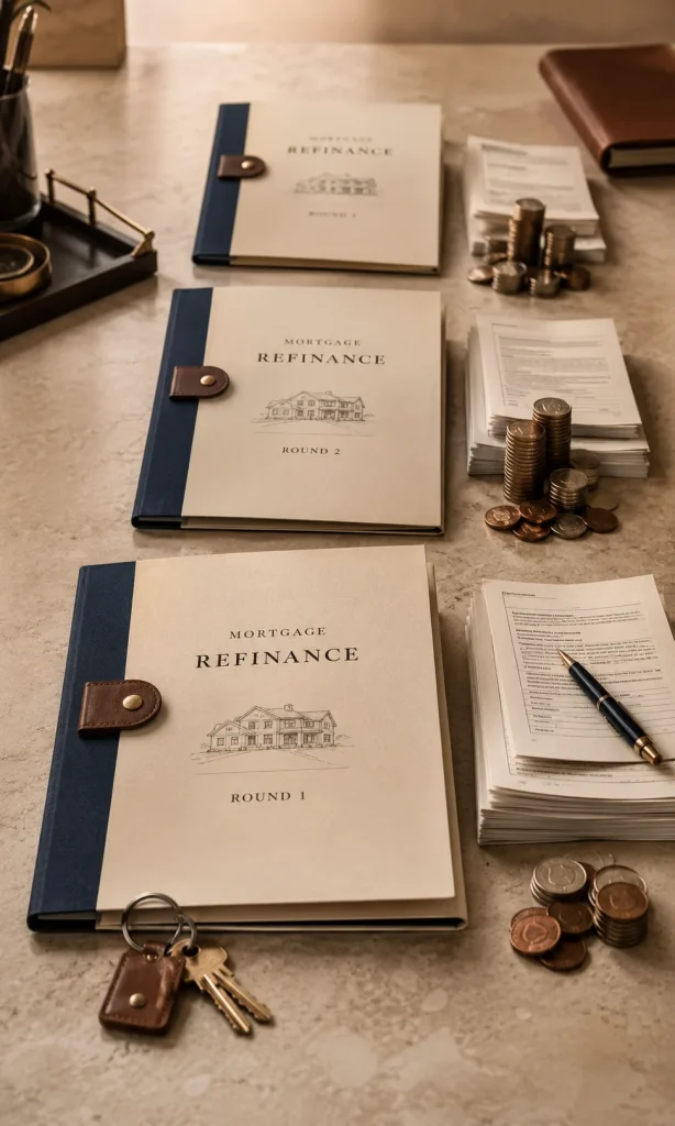 Multiple mortgage refinance documents each carrying another set of closing costs