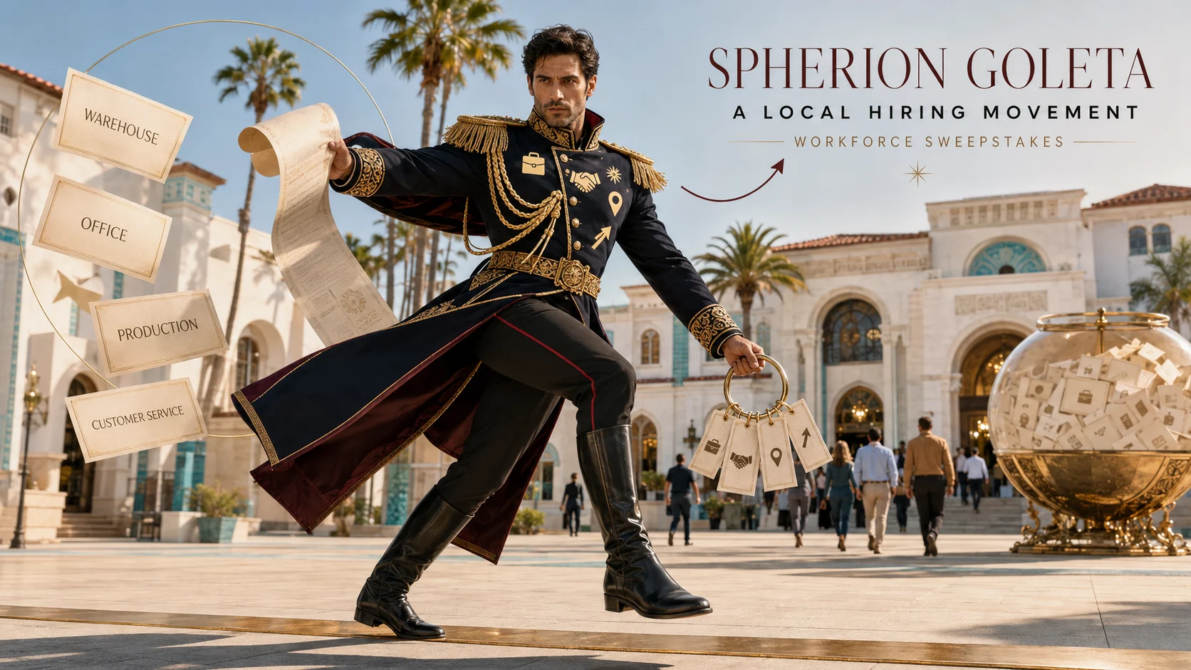 Ceremonial workforce leader representing Spherion hiring activity in Goleta