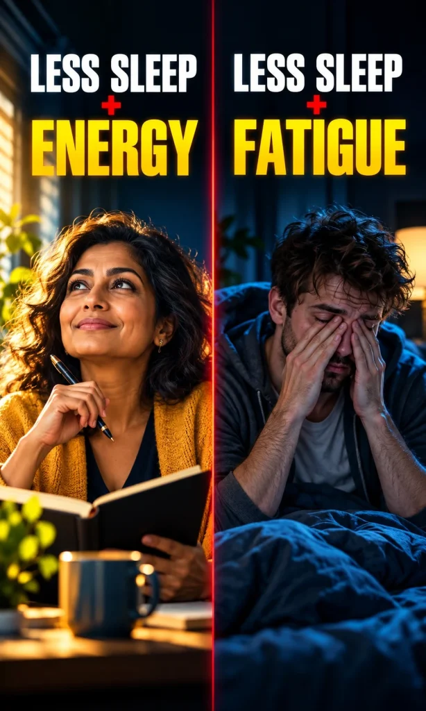 Two sleep and daytime energy patterns shown as a comparison without diagnostic labels.