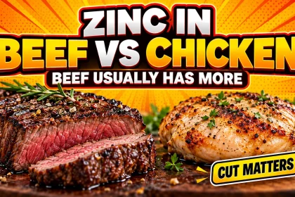 Beef and chicken compared for zinc, showing beef as the more zinc-dense choice and chicken cut differences
