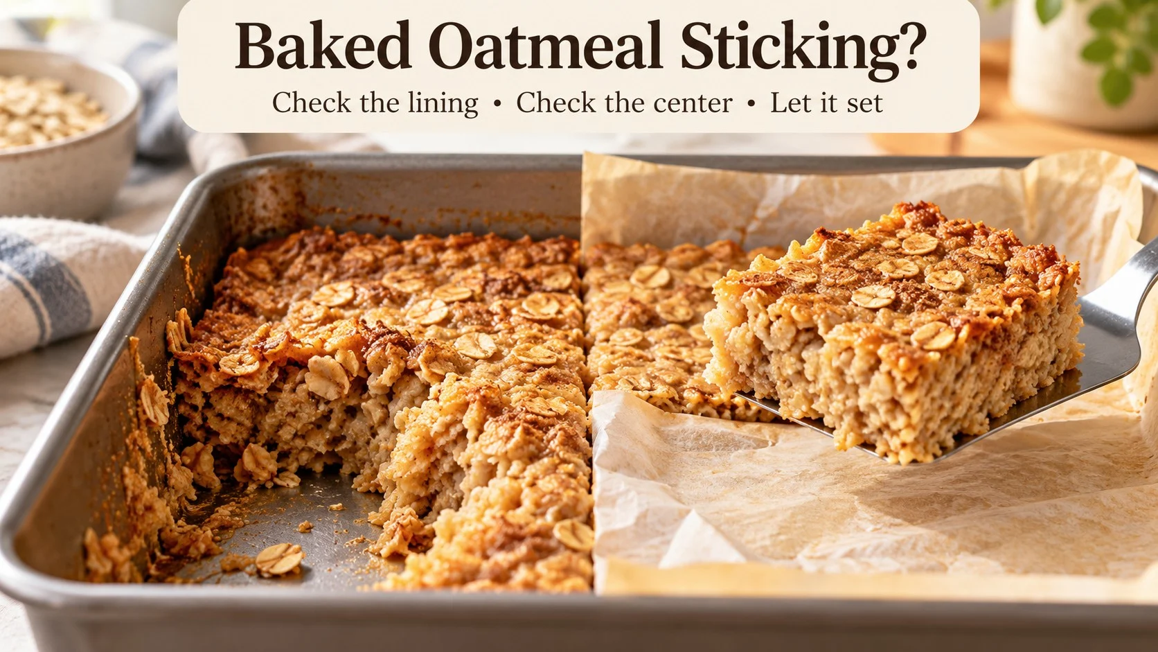 Conceptual stuck-versus-released oatmeal illustration.