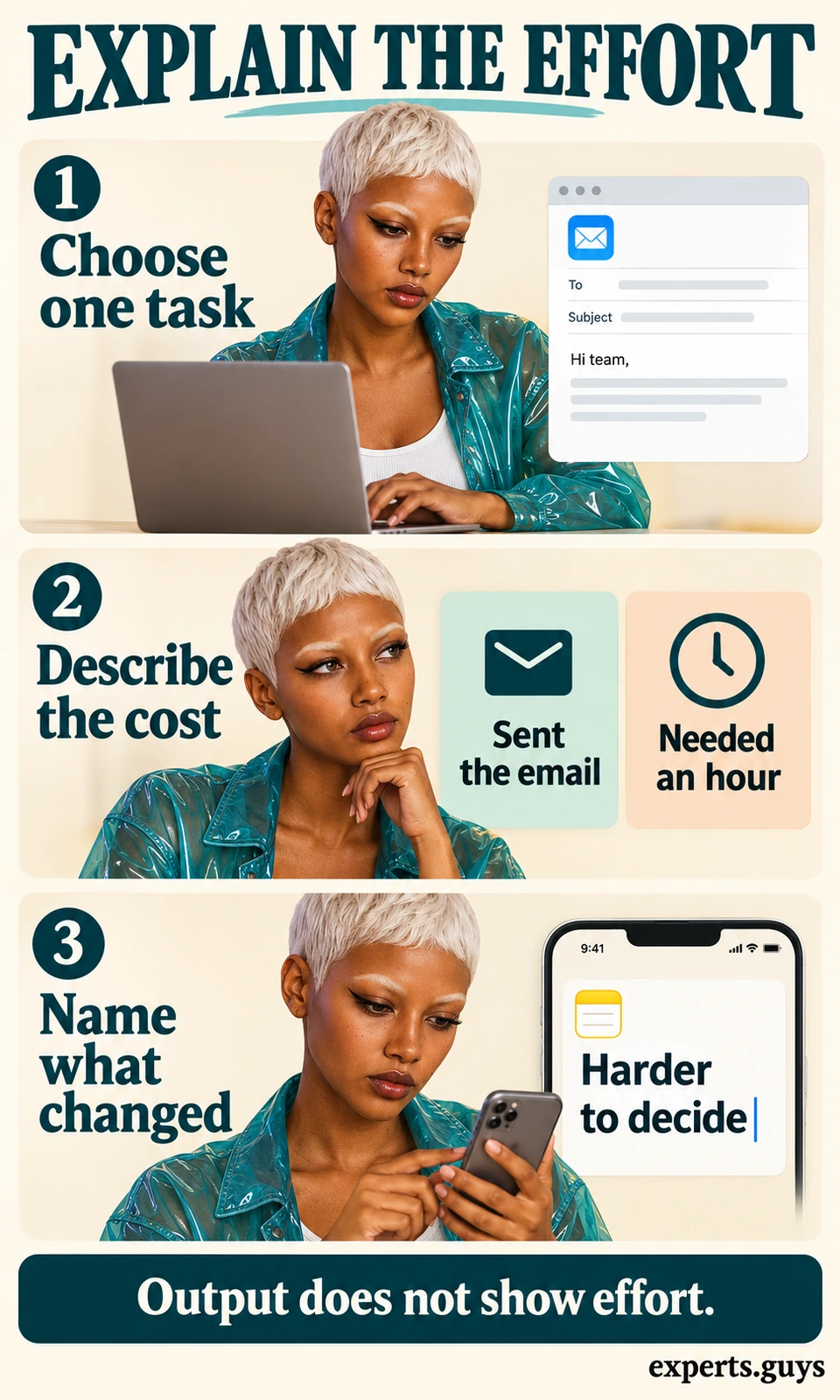 Woman compares sending an email with the time and effort it required, then describes the change on her phone.