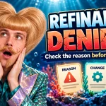 A surprised man in a teal jacket considers the reason, change and proof behind a student loan refinance denial.