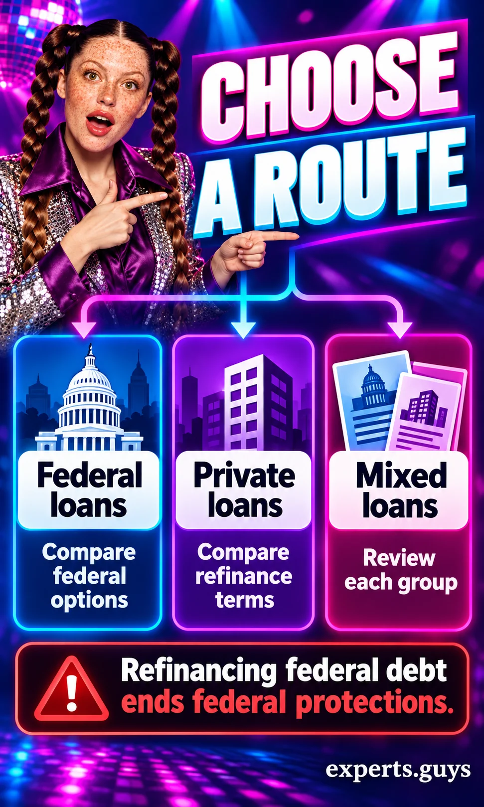 Federal, private, and mixed student loan groups lead to different review paths.