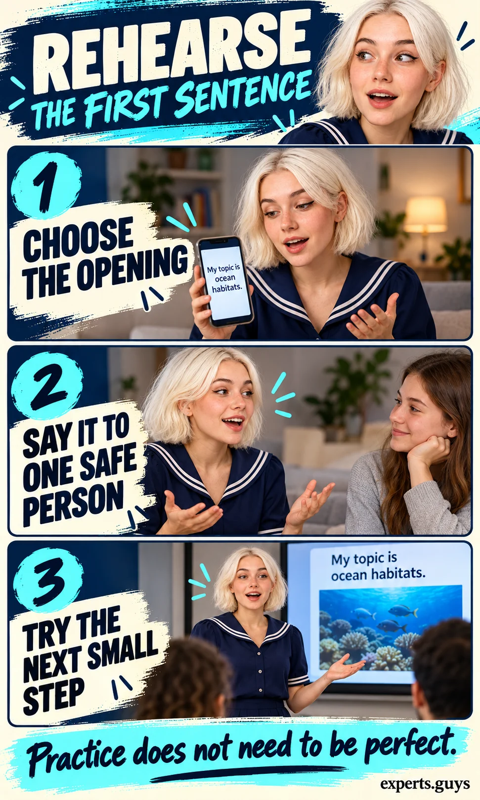 Woman practises a presentation opening with a listener before speaking to a group.